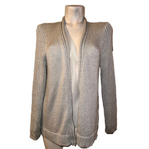 New CHICO'S Sweater Women's Size L 2 Seagull Subtle Shimmer ELLIE EASE Cardigan